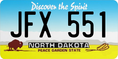 ND license plate JFX551