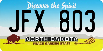ND license plate JFX803
