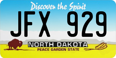 ND license plate JFX929