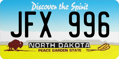 ND license plate JFX996