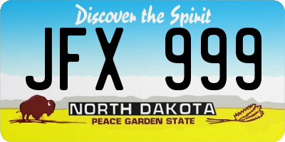 ND license plate JFX999