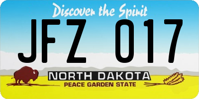 ND license plate JFZ017