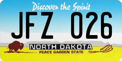ND license plate JFZ026