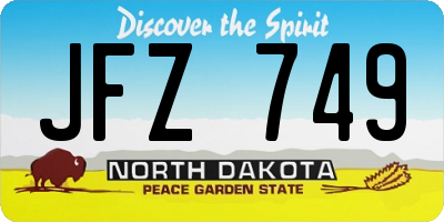 ND license plate JFZ749