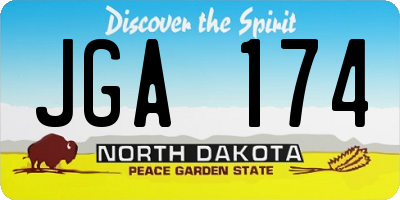 ND license plate JGA174