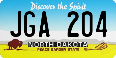 ND license plate JGA204