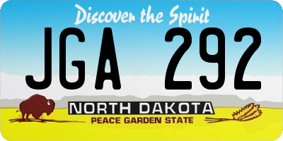 ND license plate JGA292