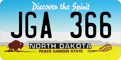 ND license plate JGA366