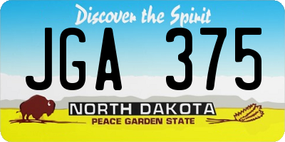 ND license plate JGA375