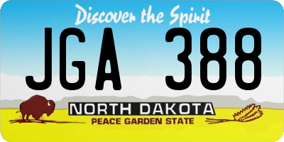 ND license plate JGA388