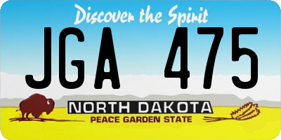 ND license plate JGA475