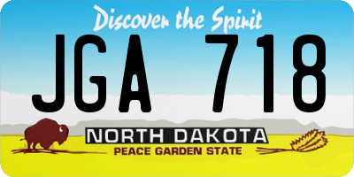 ND license plate JGA718