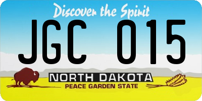 ND license plate JGC015