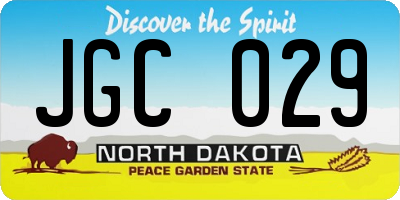 ND license plate JGC029