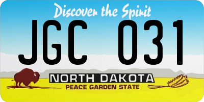ND license plate JGC031