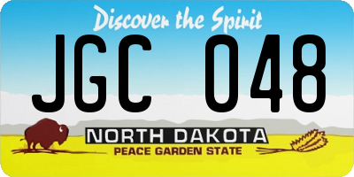 ND license plate JGC048