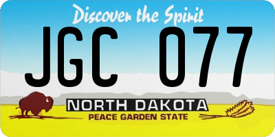 ND license plate JGC077