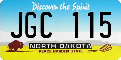 ND license plate JGC115