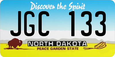 ND license plate JGC133
