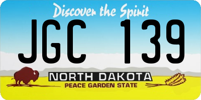 ND license plate JGC139