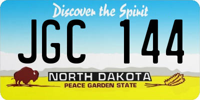 ND license plate JGC144