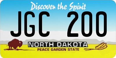 ND license plate JGC200