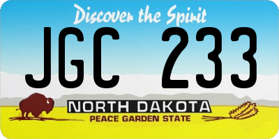 ND license plate JGC233