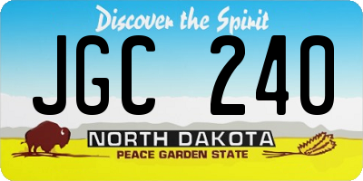 ND license plate JGC240