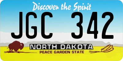 ND license plate JGC342
