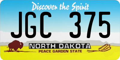 ND license plate JGC375