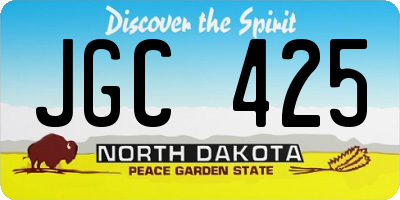 ND license plate JGC425