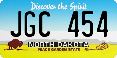 ND license plate JGC454