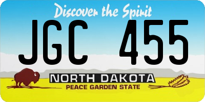 ND license plate JGC455