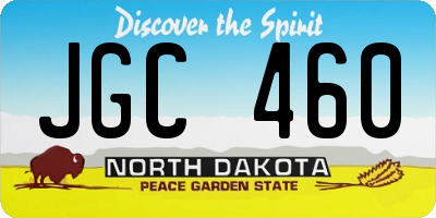 ND license plate JGC460