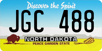 ND license plate JGC488