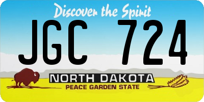 ND license plate JGC724