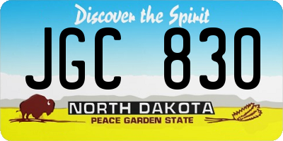 ND license plate JGC830