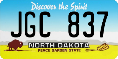 ND license plate JGC837