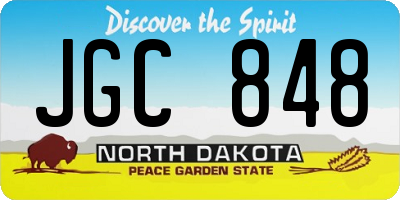 ND license plate JGC848