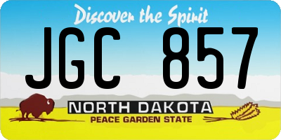 ND license plate JGC857