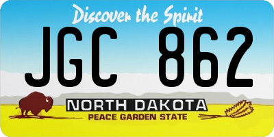 ND license plate JGC862