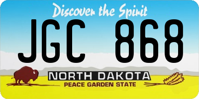 ND license plate JGC868