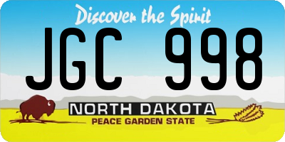 ND license plate JGC998