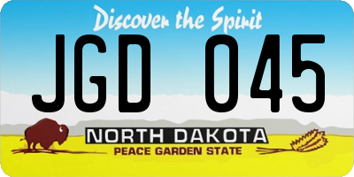 ND license plate JGD045