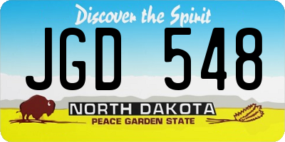 ND license plate JGD548