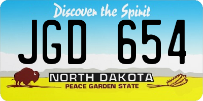 ND license plate JGD654