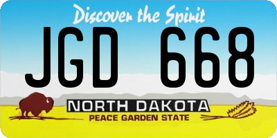 ND license plate JGD668