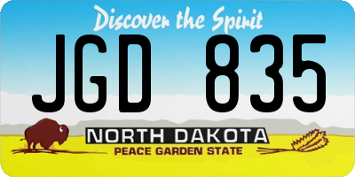 ND license plate JGD835