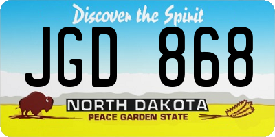 ND license plate JGD868