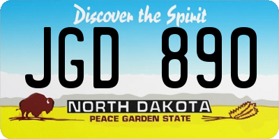 ND license plate JGD890